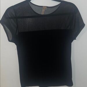 Vintage Susan Lawrence Black Short Sleeve Top with Sheer top half